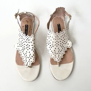 Alice + Olivia Laser Cut Sandals Penelope White Floral Flats Size 40 / 9.5 women